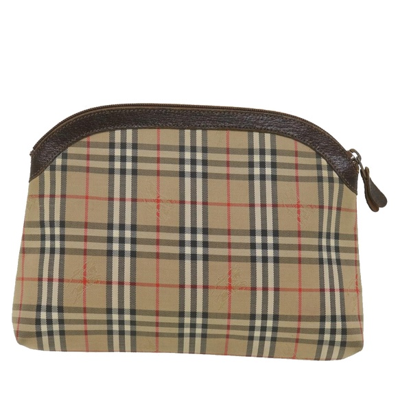 BURBERRYSs Nova Check Clutch Bag Nylon Beige Auth 38713 - Picture 2 of 10